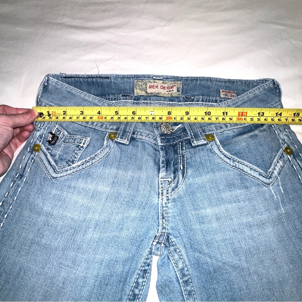 Y2K Low Rise MEK Denim USA Seychelles Flare Light Blue Jeans Women’s Size 25 - Picture 9 of 11